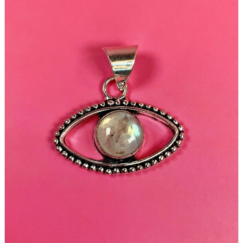 ✨👁️ Rainbow Moonstone Evil Eye Pendant 👁️✨
